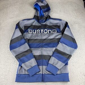 Burton Dryride Blue Striped Adult Medium Zip Up Jacket Skateboard Snowboard